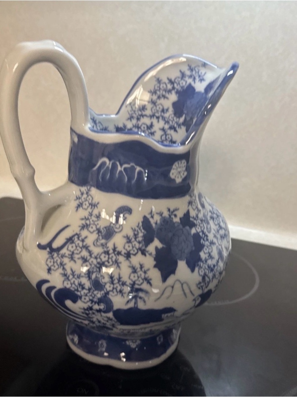 Vintage Blue Willow Pattern Fine Porcelain Pitcher